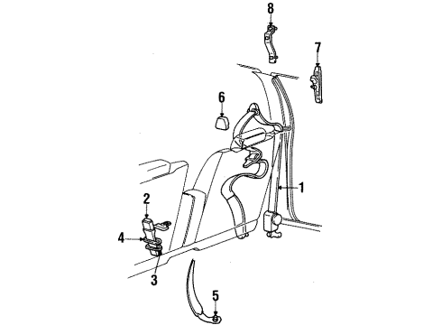 1996 Mercury Grand Marquis Seat Belt Buckle End Diagram for F5AZ-5461203-E