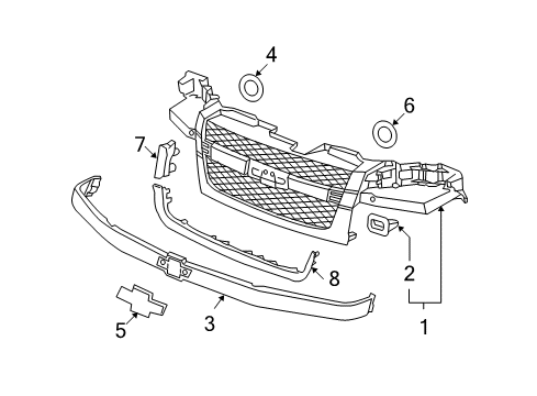 2009 Chevrolet Colorado Grille & Components Emblem Diagram for 10357171