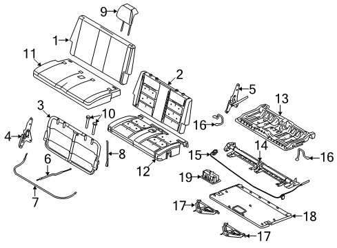 2008 Ford Taurus X Rear Seat Strap Diagram for 5F9Z-74600A96-AAA