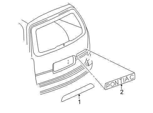 2005 Pontiac Montana Exterior Trim - Lift Gate Plate, Lift Gate Name Diagram for 15102878