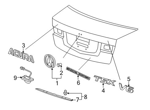 2010 Acura TSX Parking Aid Garnish Assembly, Rear License Diagram for 74890-TL0-G10