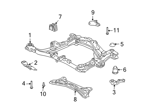 2007 Honda Ridgeline Suspension Mounting - Front Insulator A, Sub-Frame Mounting Diagram for 50230-SJC-A01