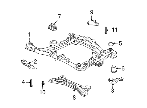 2007 Honda Ridgeline Suspension Mounting - Front Stiffener, Steering Rack Diagram for 50210-S3V-010