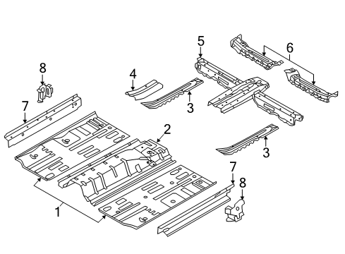 2012 Hyundai Elantra Pillars, Rocker & Floor - Floor & Rails Panel Assembly-Center Floor Side, L Diagram for 65110-3X000