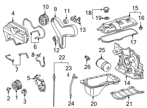 2002 Toyota Tundra Engine Parts, Mounts, Cylinder Head & Valves, Camshaft & Timing, Oil Cooler, Oil Pan, Oil Pump, Crankshaft & Bearings, Pistons, Rings & Bearings Oil Pump Diagram for 15101-62050