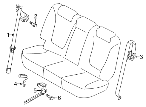2018 Hyundai Santa Fe Sport Rear Seat Belts Bolt-Washer Assembly Diagram for 1014406161