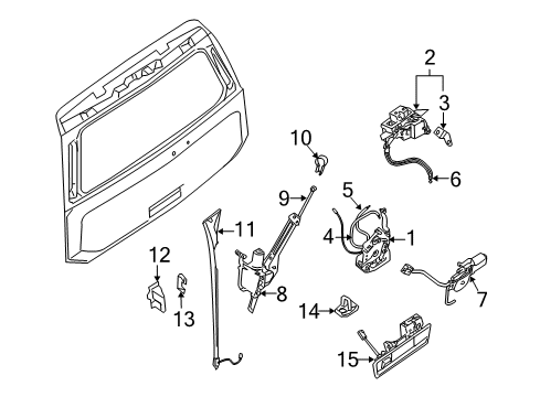 2008 Nissan Armada Lift Gate Dovetail-Striker Diagram for 90520-7S000