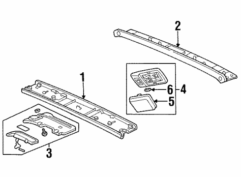 1993 Honda Civic del Sol Interior Trim - Roof Light Assembly, Interior (Black) Diagram for 34250-SB2-003ZD