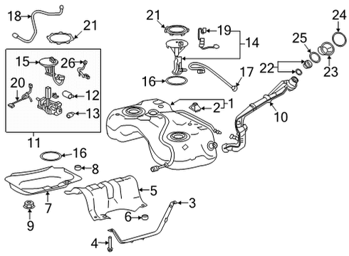 2022 Toyota Corolla Cross Fuel System Components Vent Tube Diagram for 77016-0A010