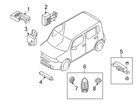 2009 Nissan Cube Keyless Entry Components Battery-Entry Card Diagram for 28599-C9900