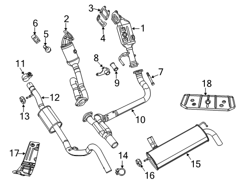 2017 Jeep Wrangler Exhaust Components Exhaust Catalytic Converter Diagram for 68085119AH