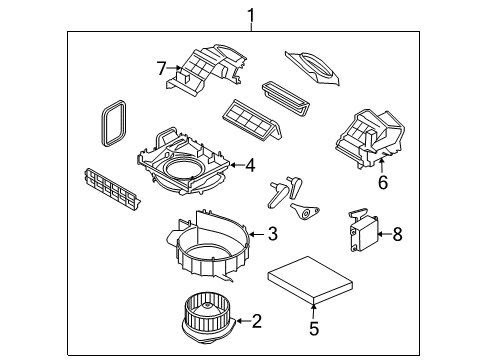 2008 Infiniti G35 Blower Motor & Fan Blower Assy-Front Diagram for 27200-1NA0A