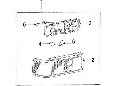 1989 Toyota Celica High Mount Lamps Lens, Rear Combination Lamp, LH Diagram for 81561-20651