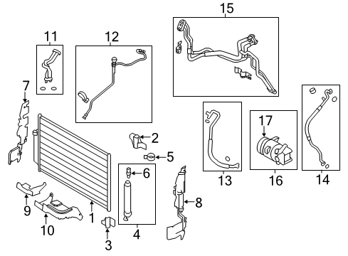 2016 Nissan Quest A/C Condenser, Compressor & Lines Pipe Cooler CONDENSER To Tank Diagram for 92446-4AY0A