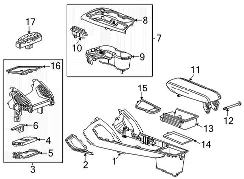 2021 Chevrolet Trailblazer Center Console Control Switch Assembly Diagram for 42553567