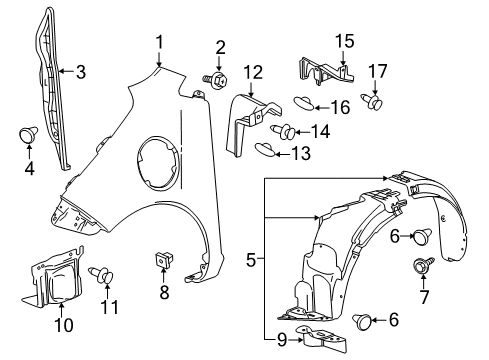 2016 Chevrolet Spark EV Fender & Components Rear Insulator Diagram for 42571024