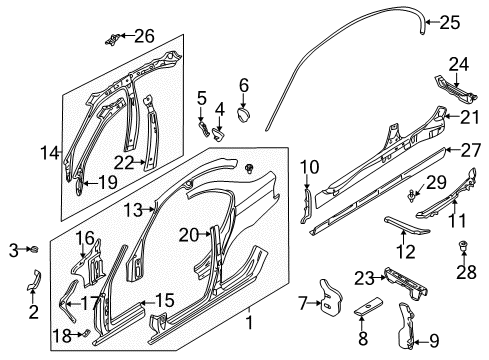 2001 BMW 325xi Center Pillar & Rocker, Hinge Pillar, Floor, Uniside Clamp Diagram for 51138204858