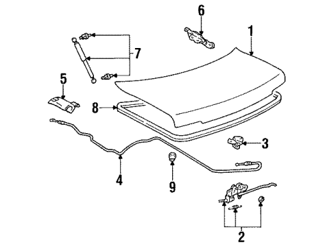 1991 Toyota Celica Trunk Hinge Diagram for 64520-20130