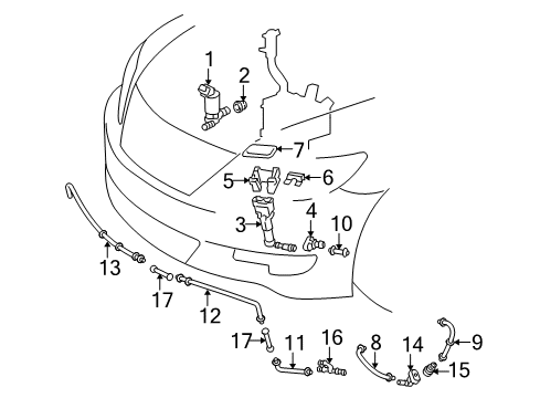 2011 Lexus LS460 Washer Components Actuator Sub-Assy, Headlamp Washer, LH Diagram for 85208-50060