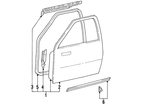 1994 Toyota T100 Door & Components Weatherstrip, Front Door, LH Diagram for 67864-34020