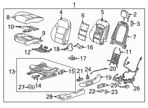 2022 Chevrolet Bolt EV Driver Seat Components Cushion Cover Diagram for 42789676