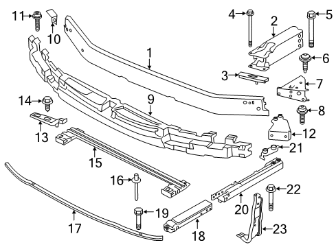 2019 BMW X1 Front Bumper Nut Panel Diagram for 51117418290