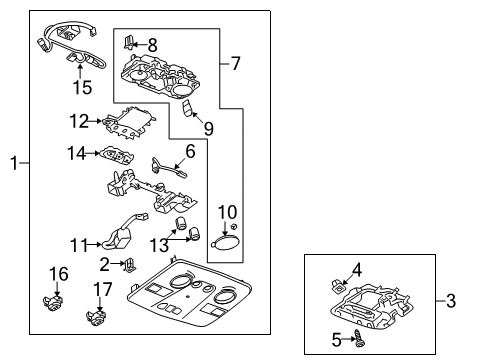 2012 Chevrolet Traverse Overhead Console Console Asm-Roof *Light Ttnum Diagram for 20896736