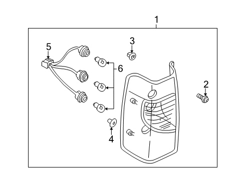 2001 Nissan Xterra Bulbs Lamp Assembly-Rear Combination, LH Diagram for 26555-7Z025