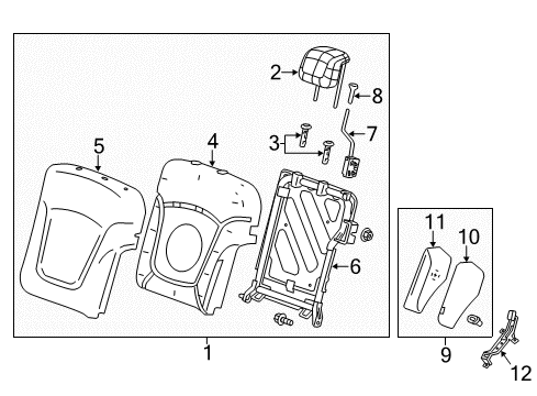 2014 Chevrolet Spark EV Rear Seat Components Bolster Diagram for 95326150