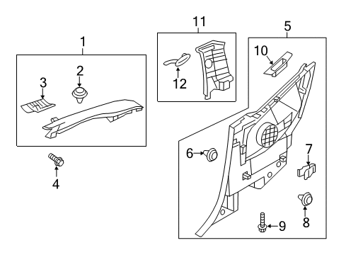 2014 Hyundai Veloster Interior Trim - Quarter Panels Trim Assembly-Quarter Inner LH Diagram for 85510-2V100-RY