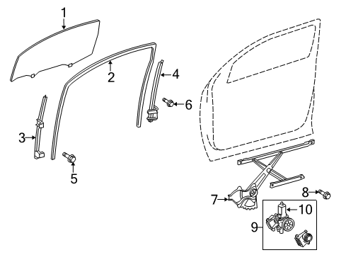 2014 Toyota Sequoia Front Door Glass Run Diagram for 68141-0C030