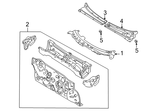 2005 Ford Escape Cowl Baffle Diagram for YL8Z-78020K70-AA