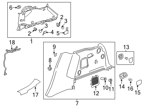 2019 Buick Envision Interior Trim - Quarter Panels Lever Diagram for 23294873