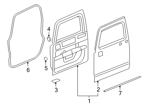 2009 Hummer H3T Front Door Door Weatherstrip Diagram for 25931869