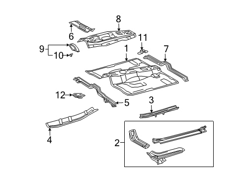 2005 Lexus GX470 Pillars, Rocker & Floor - Floor & Rails Pan, Front Floor Diagram for 58111-6A441