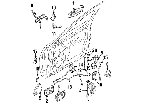 1998 Nissan 200SX Lock & Hardware Automatic Front Door Lock Actuator, Right Diagram for 80552-89918