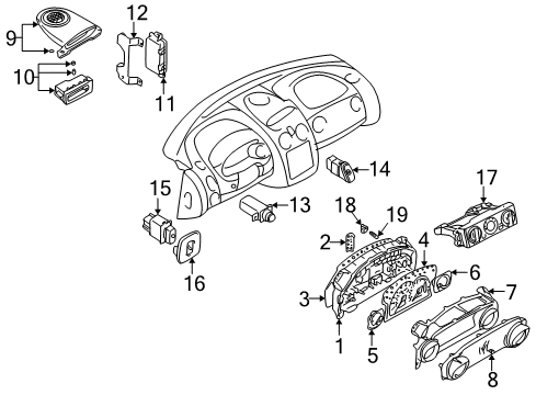 2001 Chrysler Sebring Cluster & Switches Module-Traveler Diagram for 5072481AA