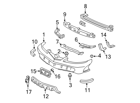 2003 Acura MDX Automatic Temperature Controls Beam, Front Bumper Diagram for 71130-S3V-A01ZZ