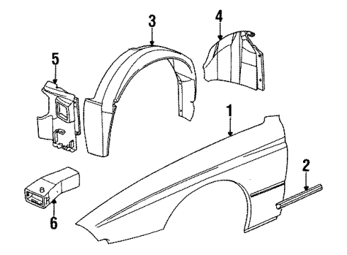 1991 BMW 850i Fender & Components Air Duct, Left Diagram for 51711970473