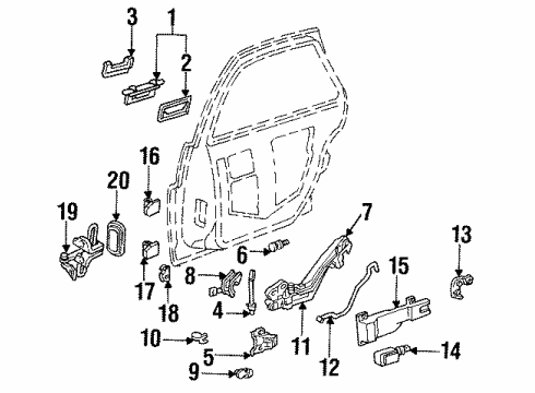 1995 Buick Regal Rear Door - Lock & Hardware Rear Door Lock Assembly Diagram for 16630851
