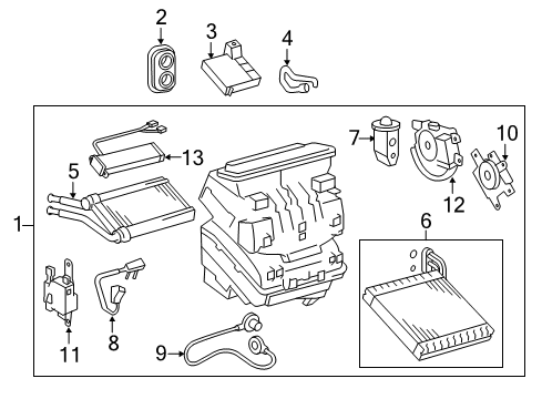 2011 Toyota RAV4 Air Conditioner Evaporator Assembly Diagram for 87050-12391