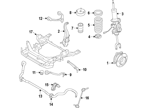 2011 BMW 750Li Front Suspension, Lower Control Arm, Upper Control Arm, Ride Control, Stabilizer Bar, Suspension Components Front Left Spring Strut Diagram for 37116796923