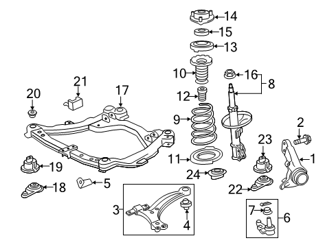 2012 Toyota Camry Front Suspension, Lower Control Arm, Stabilizer Bar, Suspension Components Strut Diagram for 48520-09852