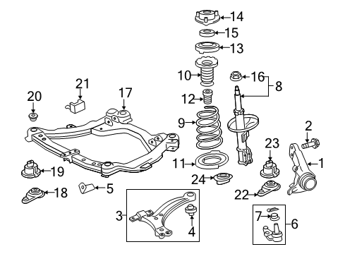 2012 Toyota Camry Front Suspension, Lower Control Arm, Stabilizer Bar, Suspension Components Lower Control Arm Diagram for 48069-06170