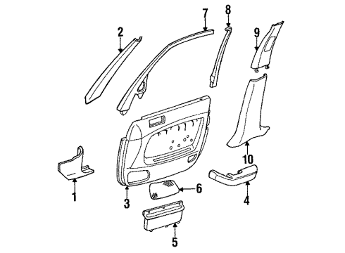 1991 Acura Legend Interior Trim Lining, Passenger Side Center Pillar (Lower) (Graphite Black) Diagram for 84121-SP0-000ZA