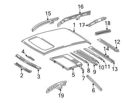 2001 Lexus RX300 Roof & Components Panel, Windshield Header, Inner Diagram for 63132-48010