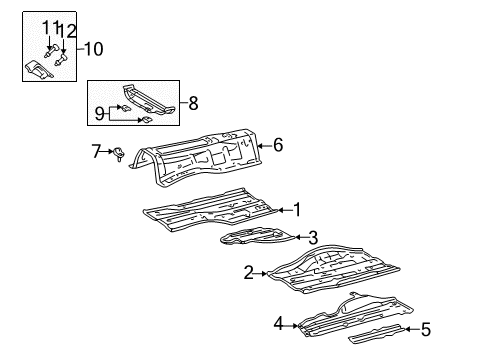 2003 Lexus IS300 Pillars, Rocker & Floor - Floor & Rails Plate, Front Floor Crossmember Diagram for 57475-22020