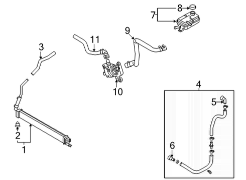 2022 Hyundai Santa Fe Inverter Cooling Components Hose Assembly-Inverter Radiator, Up Diagram for 25435-CL000