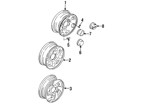 1998 Chevrolet Tracker Wheels, Covers & Trim Wheel, Aluminum(15X5 1/2Jj) (On Esn) *Light Gray Meta Diagram for 30020300