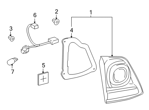 2009 Toyota Land Cruiser Bulbs Tail Lamp Assembly Diagram for 81591-60230